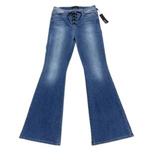 Genetic Los Angeles Vintage Jagger Flare Jeans 32x34 Stretch Lace-Up NWT